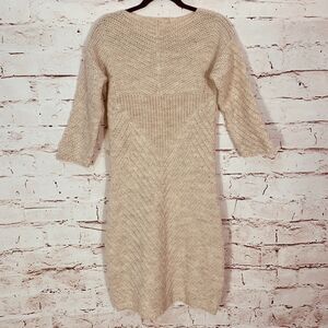 Zara Knit Sweater Dress Women’s Large Beige Marled Texture Cottagecore Knitwear